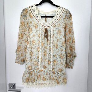 Liz Lisa Floral Mint Chiffon Tunic Blouse